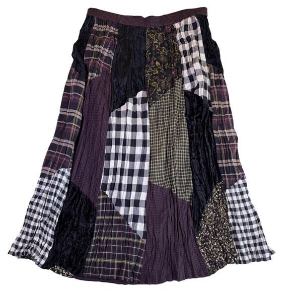 White Stag Dresses & Skirts - Patchwork Maxi Skirt Plaid Floral Gingham Boho Purple *Elastic Needs Replaced